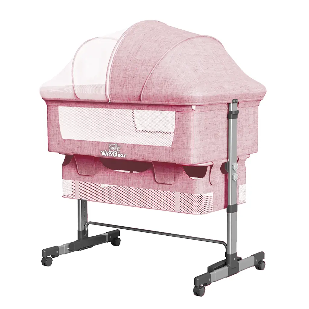 Baby Bassinet Bedside Sleeper – Foldable & Portable Infant Bed, Adjustable Height Crib for Newborns, Co-Sleeping Bed with Breathable Mesh, Travel-Friendly Baby Bed for Bedside Use