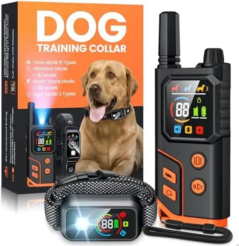 Smart Dog Training Collar with Remote – 4-in-1 Training Modes, LCD Display, Rechargeable, Waterproof – Adjustable E-Collar for Small, Medium, and Large Dogs