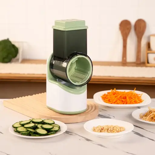 3-in-1 Electric Vegetable Slicer, Salad Shooter & Cheese Grater – 150W Food Processor with 3 Stainless Steel Blades for Slicing, Shredding & Grating – Electric Salad Maker for Fruits, Vegetables, Cheese