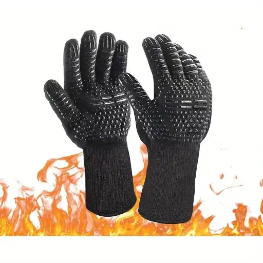 Heat-Resistant Silicone Kitchen Gloves for Oven, Grill & Microwave – Non-Slip Split Finger Design, Insulated Cooking Mitts for BBQ, Baking & Roasting – Waterproof, Easy-Clean, One Size Fits All