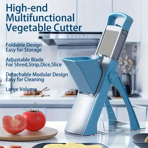 16-in-1 Vegetable Chopper with 8 Blades, Onion Dicer & Slicer, Egg Cutter, Cheese Grater, French Fry Cutter, Food Chopper with Container, Adjustable Thickness, Easy Clean, BPA-Free